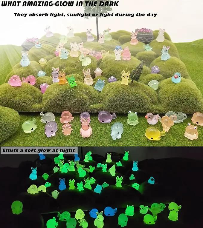 150pcs Mini Resin Animals Figures to Hide Luminous Tiny Animals Ducks Dinosaurs Flamingos Miniature Figurines Glow in the Dark for Fairy Garden Dollhouse Landscape Aquarium Potted Party Favor Decor by GreenHaven Gardens