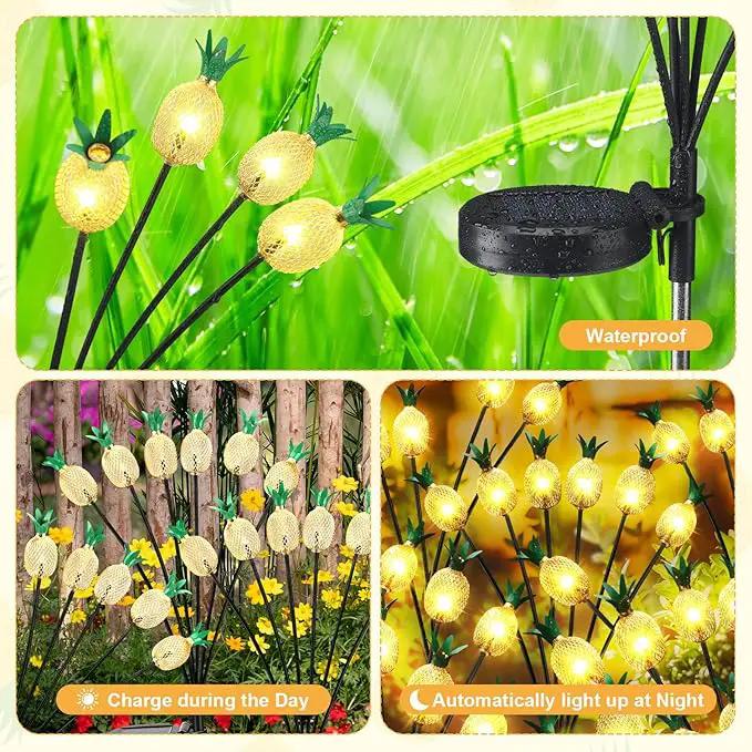 4 Pack Pineapple Patio Solar Lights Waterproof Solar Energy Powered Swaying Stake Lights Summer Outdoor Garden Yard Landscape Tropical Decor by GreenHaven Gardens