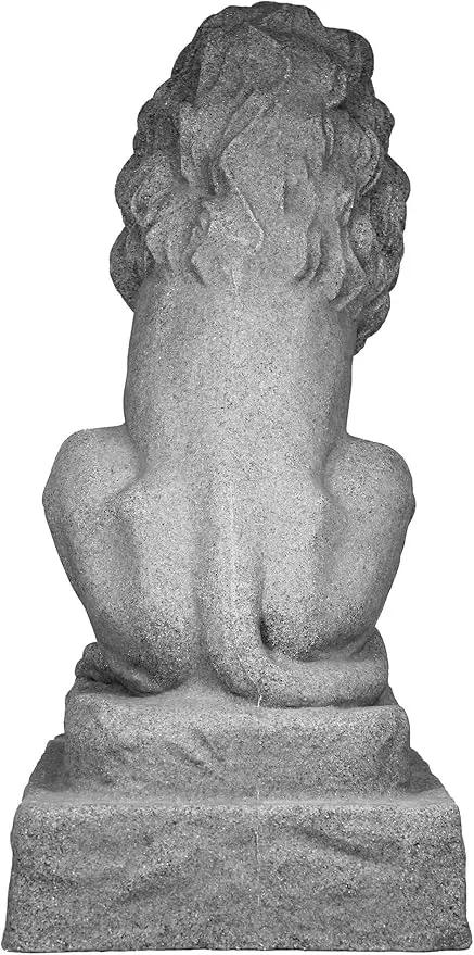 EMSCO Group Guardian Lion Statue – Natural Granite Appearance – Made of Resin – Lightweight – 28” Height by GreenHaven Gardens