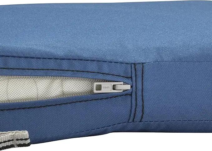 Classic Accessories Ravenna Water-Resistant 17 x 15 x 2 Inch Patio Seat Cushion, Empire Blue, Chair Seat Cushion by GreenHaven Gardens