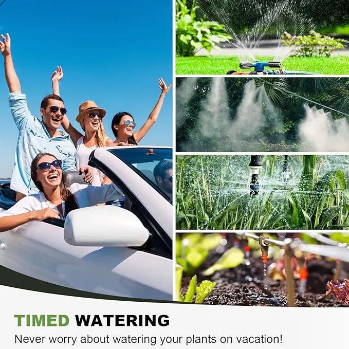 4 Outlet Sprinkler Timer, Programmable Garden Hose Timer with Rain Delay, Manual& Automatic Watering System, Waterproof Gardening Supplies Irrigation Controller for 4 Separate Water Zones by GreenHaven Gardens