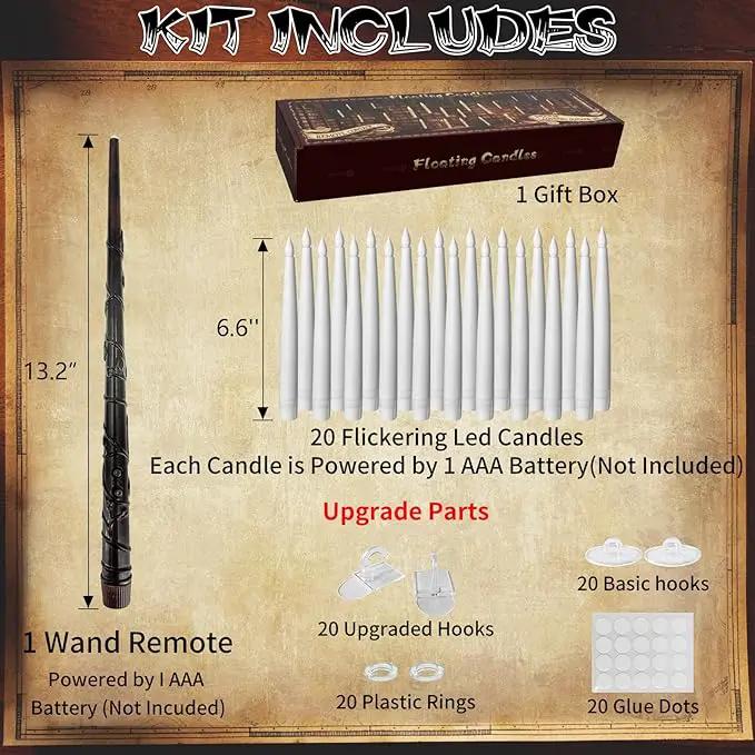 20pcs Flameless Candles with Wand, Hanging Window LED Candle, Battery Operated Warm Light Flickering Candle, Taper Candle Set for Christmas, Wedding, Birthday Party, Valentine's Day Gift by GreenHaven Gardens