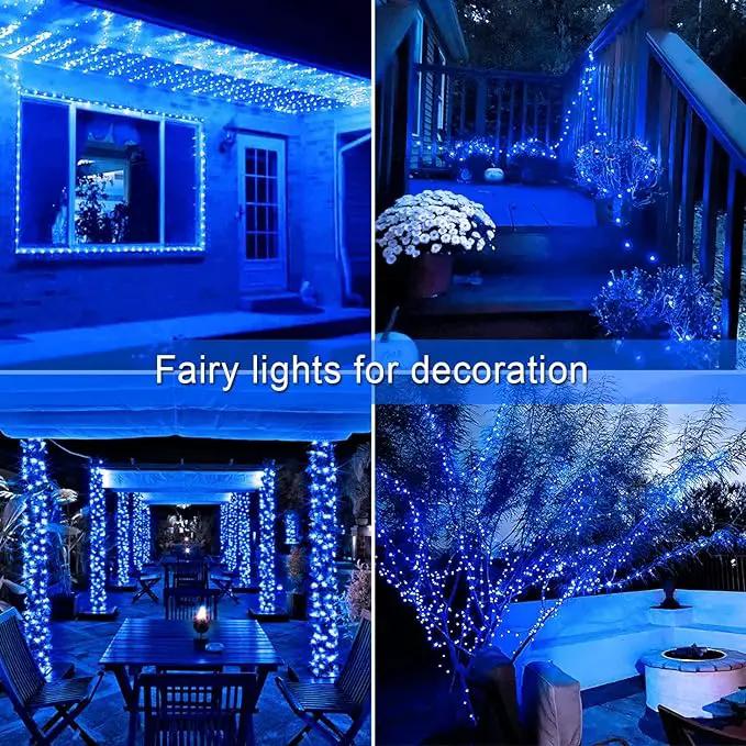 JMEXSUSS 2 Pack Blue Solar Fairy Lights Outdoor Waterproof, 200 LED 66FT Solar String Lights for Outside, 8 Modes Copper Wire Solar Christmas Lights for Garden Tree Patio Christmas Decoration by GreenHaven Gardens