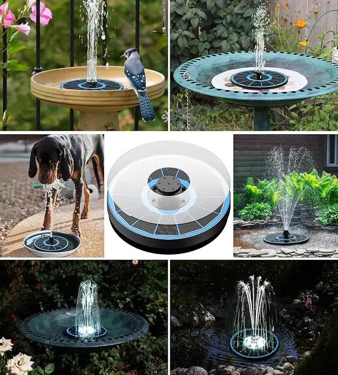 Solar Fountain Glass Panel with 2200 mah Battery, 3.5W Floating Solar Water Fountain with 4 Fixed Rods, Solar Fountain Pump for Bird Bath, Garden, Pond, Pool, Outdoor-White Lights by GreenHaven Gardens