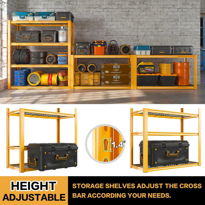 REIBII 40" W Garage Shelving 2240 LBS Storage Shelves Adjustable Heavy Duty Shelving 4 Tier Metal Shelves for Storage for Garage Kitchen Pantry Warehouse Basement 40" W × 19.5" D × 59.5" H, 4 Pack by GreenHaven Gardens