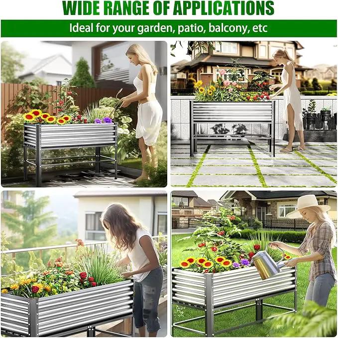 Doniks 2PCS Raised Garden Bed with Legs, 48×24×32in Large Outdoor Metal Galvanized Garden Planting Box, 600lb Capacity for Vegetables Lawn Green Flowers, Fruits, Terrace by GreenHaven Gardens