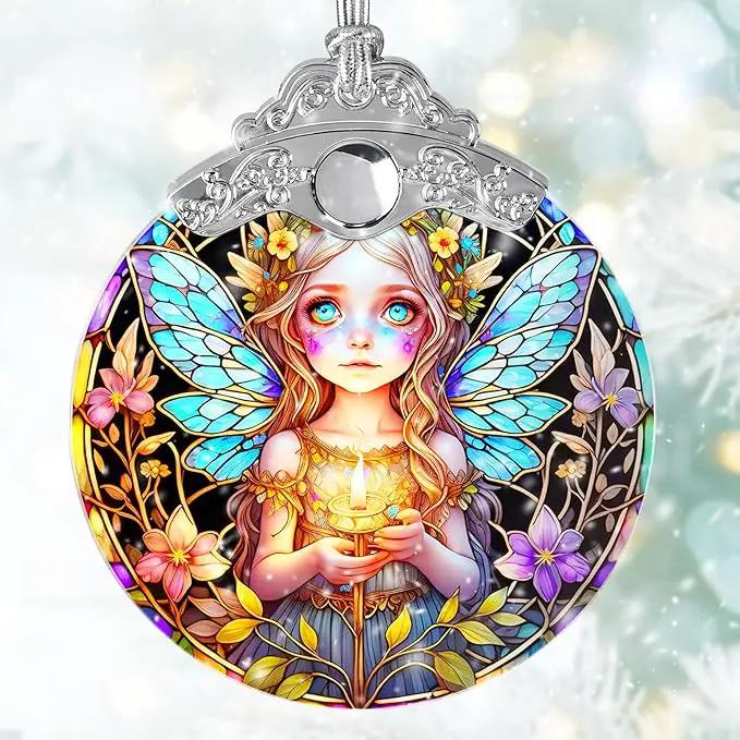 Fairy Stained Glass Suncatcher, Jocidea Fairy Ornament, Fairy Christmas Ornament, Holidays Ornaments, Christmas Tree Ornament, Fairy Decor, Gifts for Fairy Lovers by GreenHaven Gardens