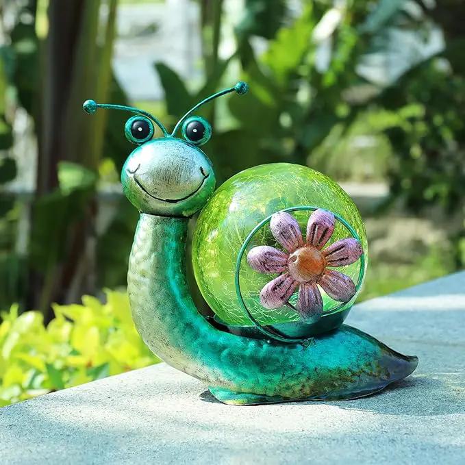 MUMTOP Solar Lantern Outdoor Waterproof LED Solar Lights Snail Decorative Tabletop Lanterns for Patio Garden Table Decor by GreenHaven Gardens
