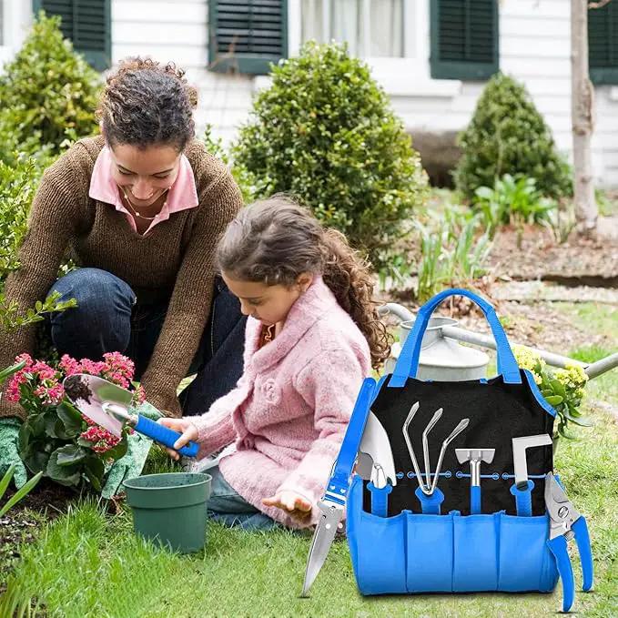 Garden Tools Set, 10 Pieces Stainless Steel,Gardening Tools kit with Handbag, Garden Hand Tools for Digging Planting Pruning, Garden Gifts for Women,Men (Tools + Bags) by GreenHaven Gardens