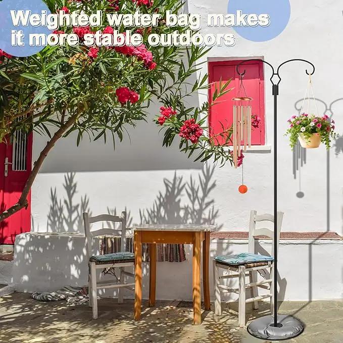 Liitrton 62.6 Inch Shepherds Hooks for Outdoor, Adjustbale Double Shepherds Hooks Hummingbird Feeder Stand Bird Feeder Pole Wind Chime Stand with Round Base, 4 Prongs Base and Water Weight Bag by GreenHaven Gardens