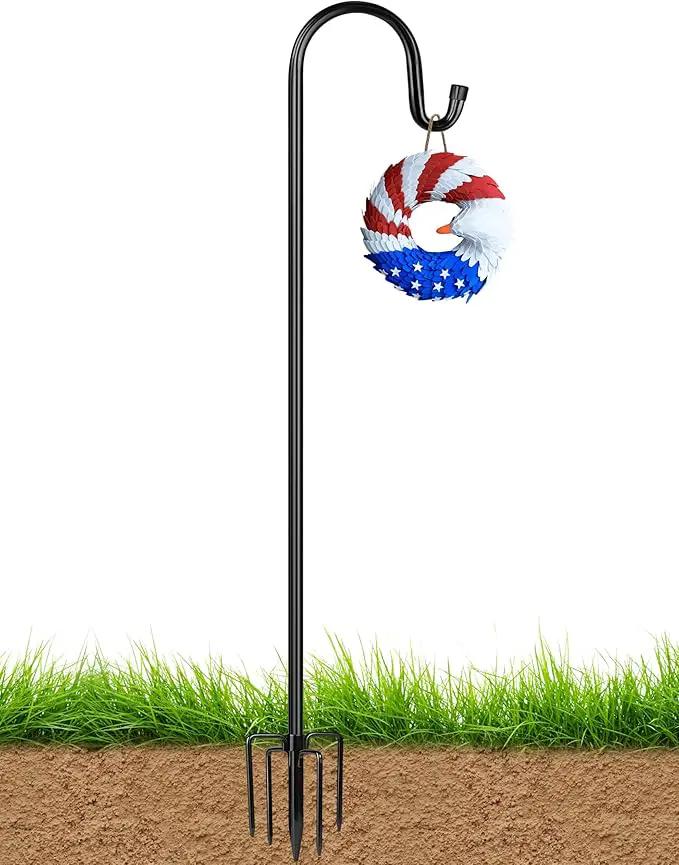XDW-GIFTS Bird Feeder Pole for Outdoor, 92 Inch Shepherds Hooks Heavy Duty Garden Pole for Hanging Plant Basket, Solar Light Lanterns, Garden Plant Hanger Stands with 5 Base Prongs by GreenHaven Gardens