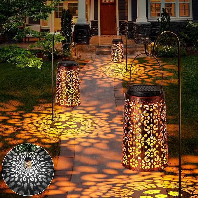JSOT Solar Lanterns - Solar Lanterns Lights Outdoor Waterproof Gift for Women Mom Grandma, Metal Hanging Lights Decorative for Patio Garden Yard Backyard Porch Table Tree , Cool/Warm Light, 2 Pack by GreenHaven Gardens