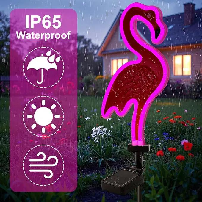 Solar Flamingo Pink Neon Light - 2Pack 42 inch Metal Garden Stake Lights, Flamingo Gifts for Women Path Lighting for Yard Lawn Patio Walkway Decor by GreenHaven Gardens