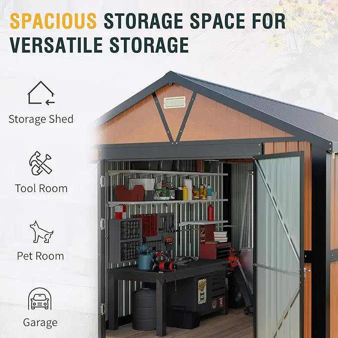 10x12 Ft Outdoor Storage Shed, Extra Large Metal Shed with Lockable Doors, 2 Windows, Outside Steel Tiny House Ideal for Garden, Backyard, Patio Utility, Tool Storage, Chicken Coops by GreenHaven Gardens