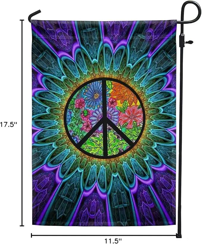 FLAGWIX Peace Hippie American Flags - Sunflower Decor, Garden Flag 12x18, Peace Sign Flags, Decorations Outdoor, A Little Something To Brighten Your Day Flag - Double Sided Heavy Duty Canvas Flags by GreenHaven Gardens
