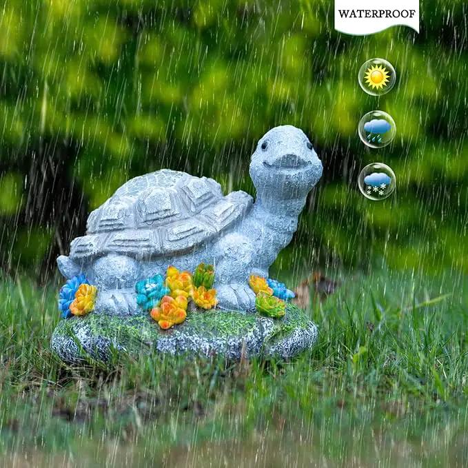 Garden Statue Turtle,Solar Turtles Decor for Outdoor,Resin Tortoise Figurine with Solar Light for Patio,Balcony,Yard,Lawn Ornament,Perfect Garden Gift by GreenHaven Gardens