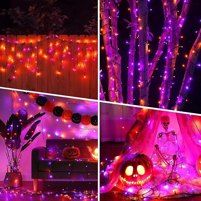 weillsnow 164FT 500 LED Halloween Lights, 8 Modes Waterproof Plug in String Lights for Halloween Indoor Outdoor Yard Party Wedding Garden Home Decorations (Purple & Orange) by GreenHaven Gardens