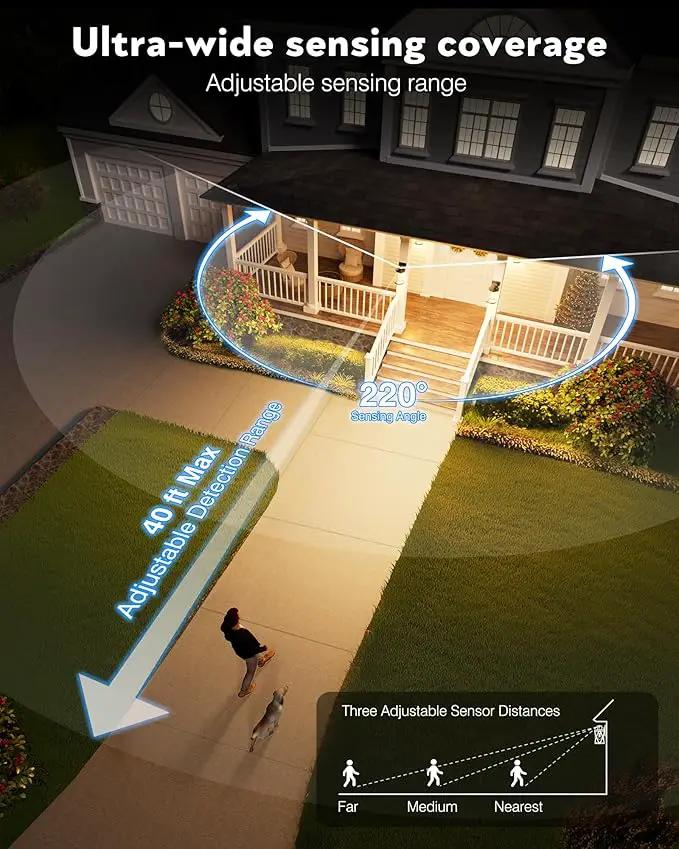 Distance-Adjustable Motion Sensor Outdoor Lights, Oil Rubbed Bronze Wall Mounting Porch Light, Waterproof Dusk to Dawn Exterior Lighting Fixtures Sconce, Anti-Rust Outdoor Lanterns for Porch by GreenHaven Gardens