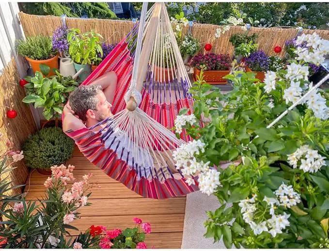 LA SIESTA - Large Comfort Habana Cotton Hammock - Indoor/Outdoor Swing Chair - Max 285 Lbs, Flamingo by GreenHaven Gardens
