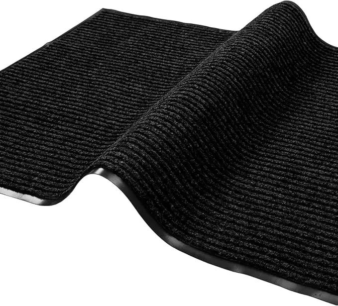 fani Heavy Duty Large Outdoor Indoor Entrance Black Doormat Waterproof Low Profile Entrance Rug Front Door Mat Patio Anti-Skid Rubber Back, 35x60 inch (Black) by GreenHaven Gardens