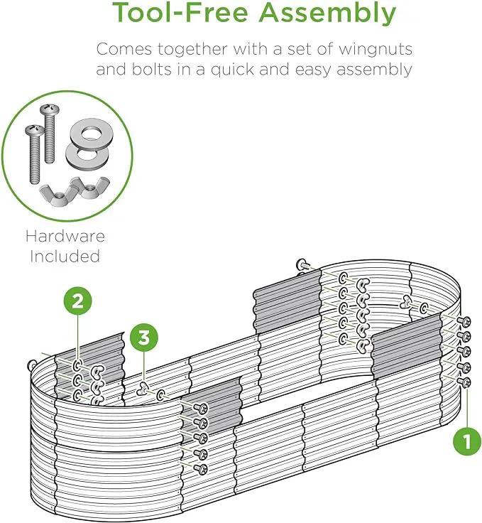 Best Choice Products 8x2x2ft Metal Raised Garden Bed, Oval Outdoor Deep Root Planter Box for Vegetables, Herbs w/ 4 Support Bars, 215 Gal Capacity - Dark Green by GreenHaven Gardens