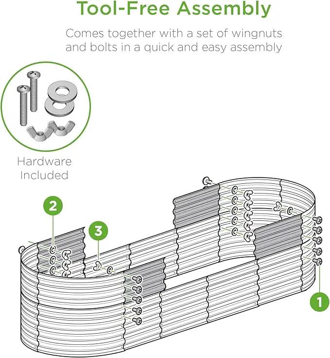 Best Choice Products 8x2x2ft Metal Raised Garden Bed, Oval Outdoor Deep Root Planter Box for Vegetables, Herbs w/ 4 Support Bars, 215 Gal Capacity - Wood Grain by GreenHaven Gardens