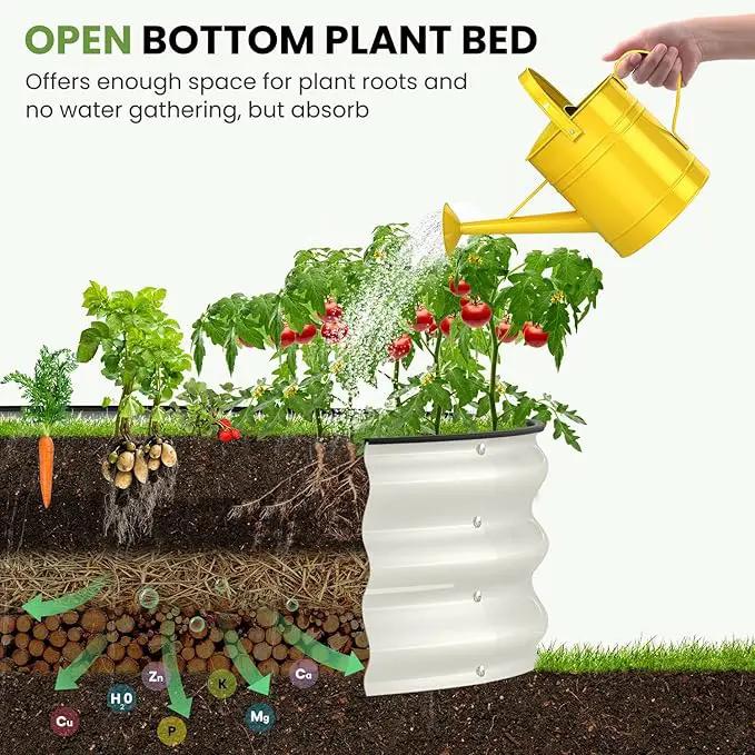 Oval 8x4x1 FT Galvanized Raised Garden Bed Kit, 3 in 1 Large Metal Garden Bed Raised Planter Box, 12” Raised Beds for Gardening Vegetables Flower Herb(Pearl White) by GreenHaven Gardens