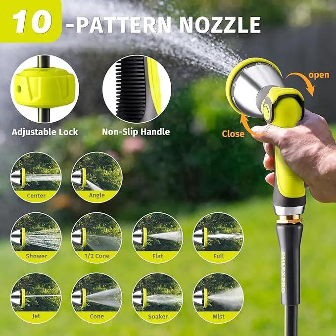 Retractable Garden Hose Reel 5/8 in x 75 ft Heavy Duty Automatic Water Hose Reel Wall Mounted with 10 Pattern Nozzle,Any Length Lock, Slow Return System, 180°Swivel Bracket by GreenHaven Gardens