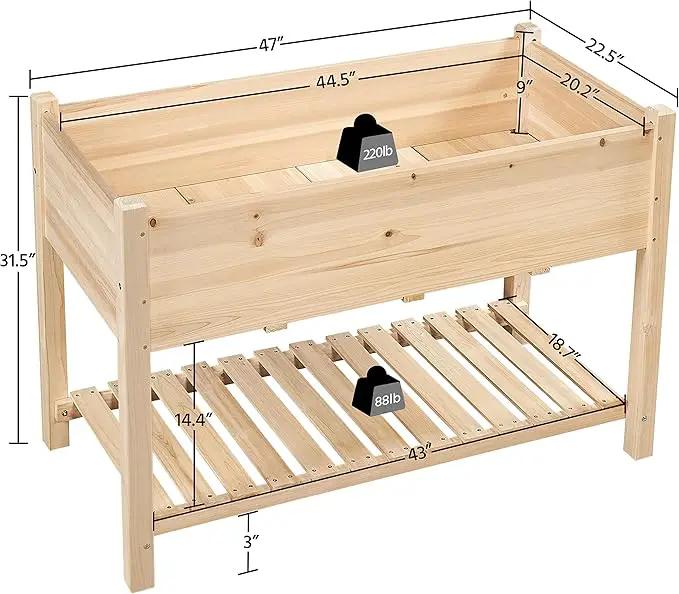 Yaheetech 47x23x32in Wooden Raised Garden Bed with Legs & Storage Shelf Horticulture Wooden Elevated Planter Box Vegetable Growing Bed for Flower/Herb/Backyard/Patio by GreenHaven Gardens