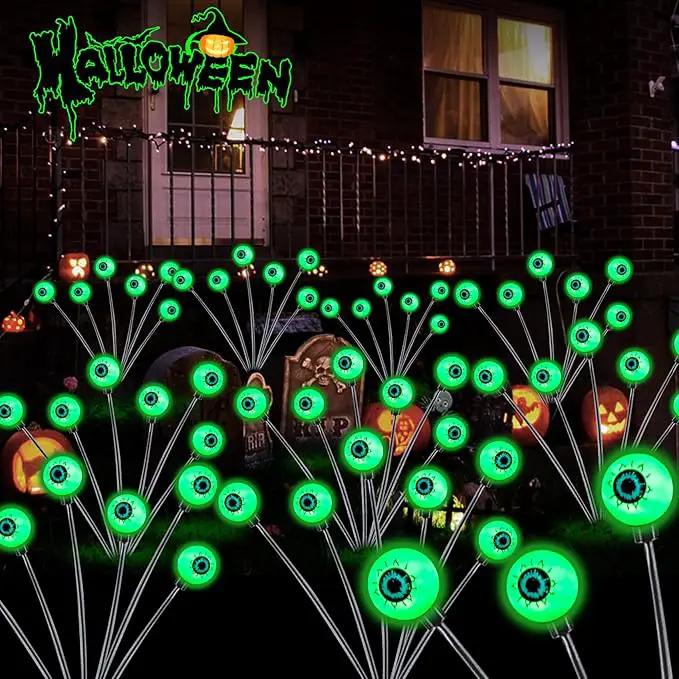 TONULAX Halloween Decorations Outdoor, 2 Pack Upgraded Solar Scary Eyeball Lights with Dual Lighting Modes, Swaying Firefly Lights, Solar Pathway Light for Yard, Garden,Yard Decor, Party (Green) by GreenHaven Gardens