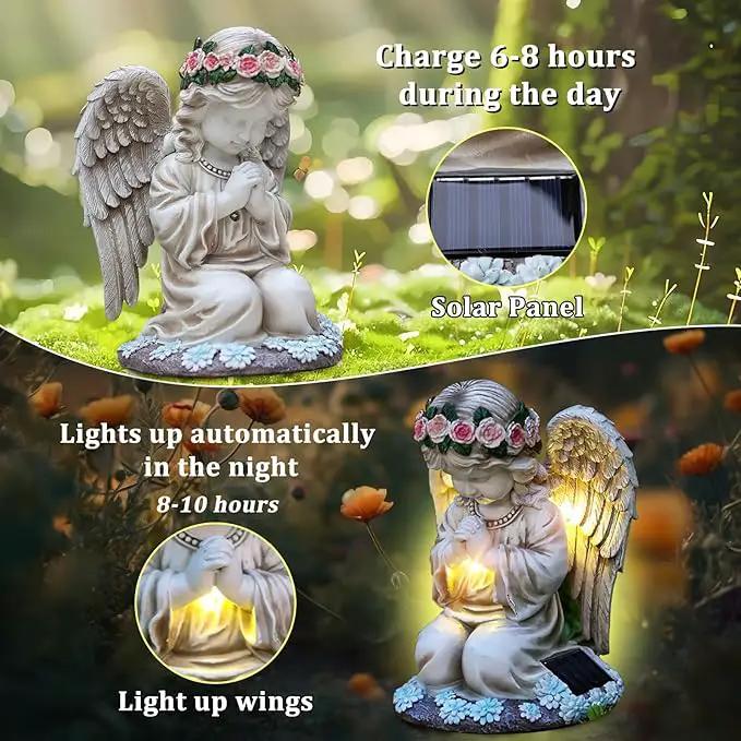 Choies Solar Angel Garden Statue Outdoor Decor,Praying Angel Sculpture for Outside,Home,Patio,Yard,Cemetery,Perfect Birthday or Valentines Day Angel Gifts for Women,Mom by GreenHaven Gardens