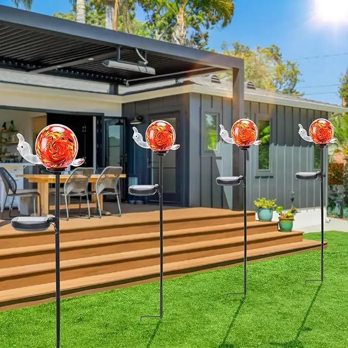Solar Garden Decoration Outdoor Snail Lights, Hand Blown Glass Waterproof Solar Light Stake Decorate Paths, Pathways, Lawns and Yards Art for Mom, Mother's Day Gifts by GreenHaven Gardens