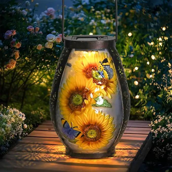 MUMTOP Solar Lanterns Outdoor Waterproof Sunflower Solar Powered LED Lights Hanging Solar Lantern Metal Decorative for Patio Table Garden Outside Yard Backyard by GreenHaven Gardens