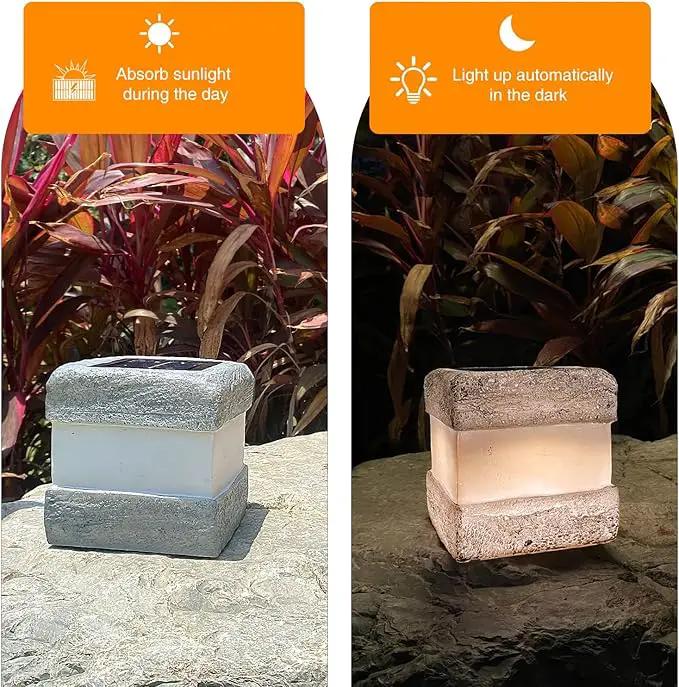 2 Pack Solar Rock Lights Outdoor - Solar Powered Landscape Ground Fake Rocks Light Waterproof with Warm LED Lights for Table Patio Yard Garden Pathway Walkway Decor(Grey) by GreenHaven Gardens