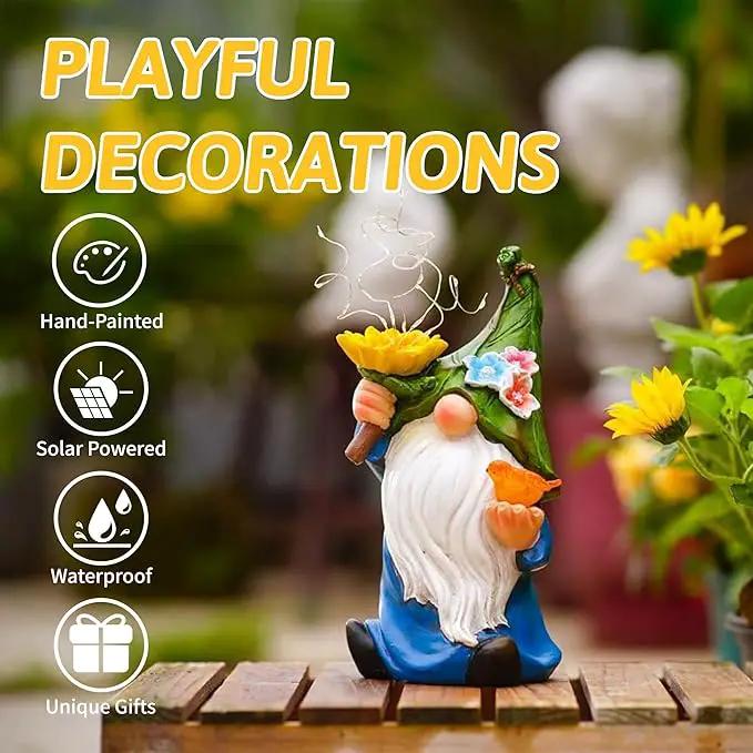 Outdoor Garden Gnomes Statue: Solar Garden Decor with LED Light Patio Yard Lawn Decoration Valentine's Day Gifts for Women by GreenHaven Gardens