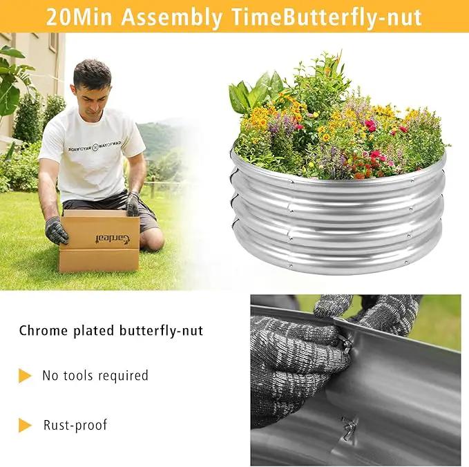 Outdoor Metal Galvanized Raised Planter Box,Rectangular Large Garden Bed Kit for Vegetables, Fruits, Flowers and Herbs 4X2X1 FT (2X2X1) by GreenHaven Gardens