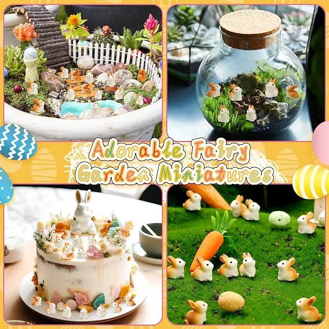 Marsui 100 Pcs Bunny Miniatures Figurines Rabbit Miniature Accessories Easter Garden Landscape Garden Rabbit for Easter Garden Accessories Dollhouses Decoration(Lively Rabbit) by GreenHaven Gardens