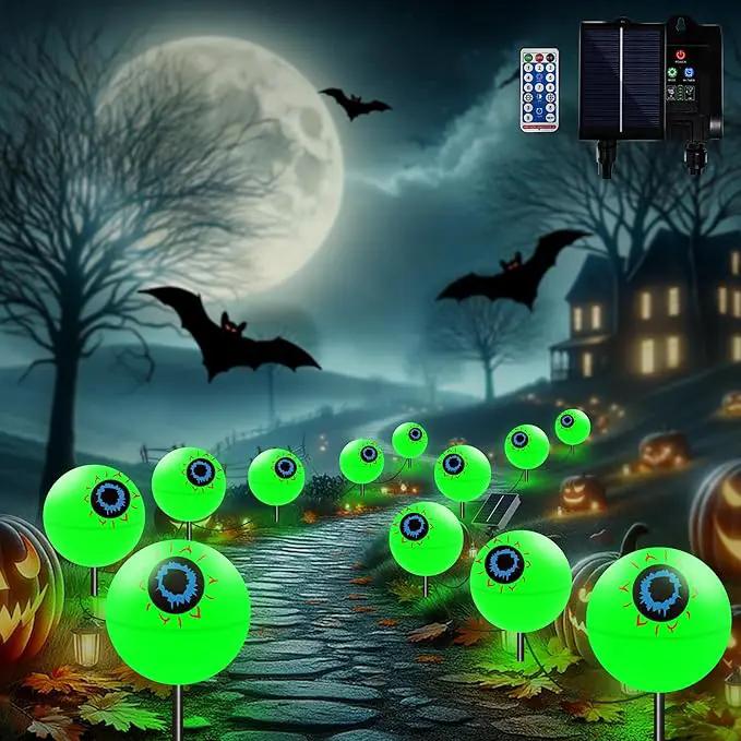 Outdoor Solar Lights Waterproof Decorations, 6 Pack Solar Globe Lights for Garden Decorations, Outside Ghost Solar Scary Eyeball Pathway Lights Decor for St. Patrick's Day Tree Garden Lawn Yard by GreenHaven Gardens