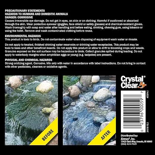 CrystalClear AlgaeOff Pond & Water Garden Scum Cleaner, Waterfall & Rock Slime Remover, String Algae Killer, Green Stain Treatment, EPA Registered Algaecide, Plant, Koi Fish, Bird & Pet Safe, 8 lbs by GreenHaven Gardens