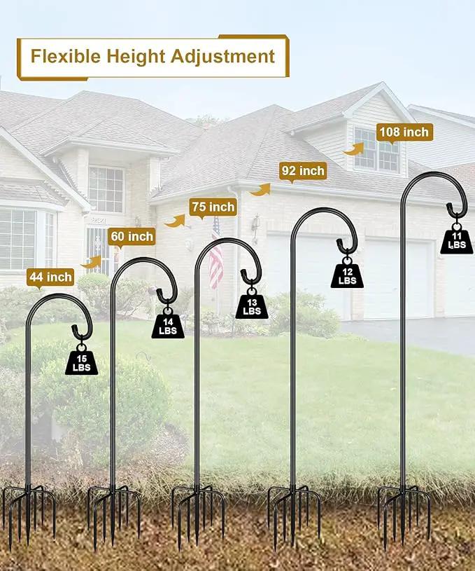 Shepherd Hook 75 Inch Tall Heavy-Duty Metal Garden Hanging Pole Stake for Bird Feeder Pole Plant Baskets, Black (1 Pack) by GreenHaven Gardens
