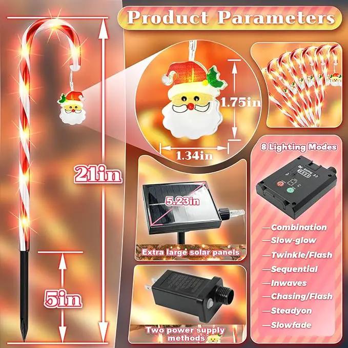 Solar Christmas Lights Outdoor Decorations: Candy Cane Light Waterproof for Yard Decorative Outside - Santa Claus Pathway Stake Lighting Patio Garden Path Street Decor 12 Pack by GreenHaven Gardens