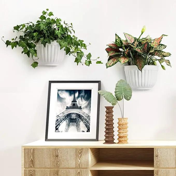 5 Pack Resin Wall Hanging Planter Pots Vertical Garden Living Wall Mount Window Hang Box Container Indoor Outdoor for Plants Flowers Kitchen Herbs Holder with Drainage Water Reservoir Decor White by GreenHaven Gardens