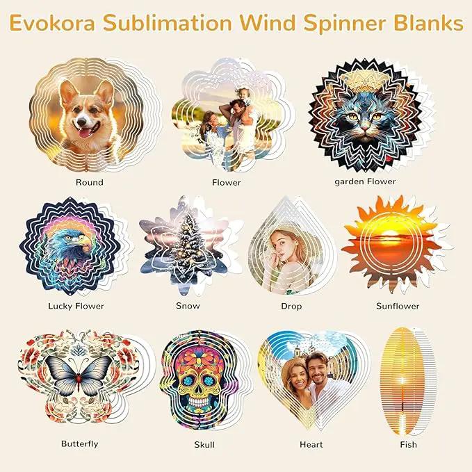 Sublimation Wind Spinner Blanks, 8 Pack 10 Inch 3D Aluminum Metal Hanging Wind Spinner Bulk Sublimation Blanks for Garden Yard Outdoor, Window Porch Decoration for Heat Press Transfer DIY Gift by GreenHaven Gardens