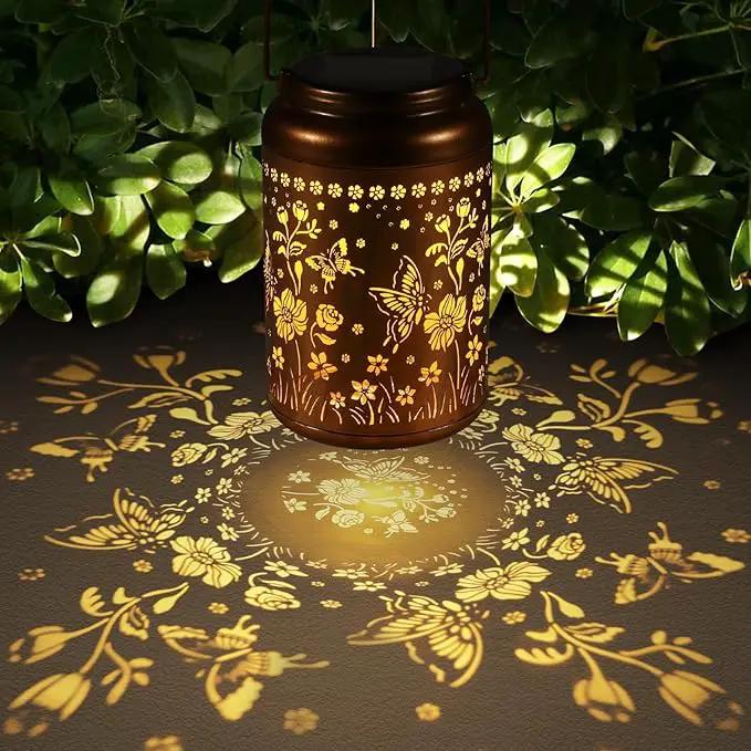 Solar Lantern Outdoor Hanging Lights Christmas Birthday Gifts for Women Mom and Grandma Butterfly Flower Metal Garden Decor Outside Waterproof LED Solar Lanterns for Patio, Yard, Pathway,Landscape by GreenHaven Gardens