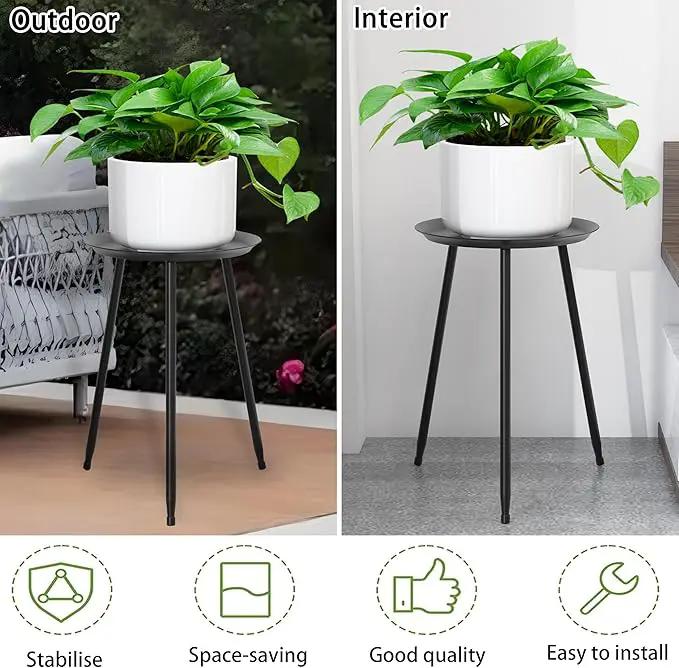 Plant Table Indoor Small,Black Metal Round Side Table.Modern Single Outdoor End Table for Small,Spaces,Patio,Office,Living Room, Bedroom Yard Garden Balcony Bedside by GreenHaven Gardens