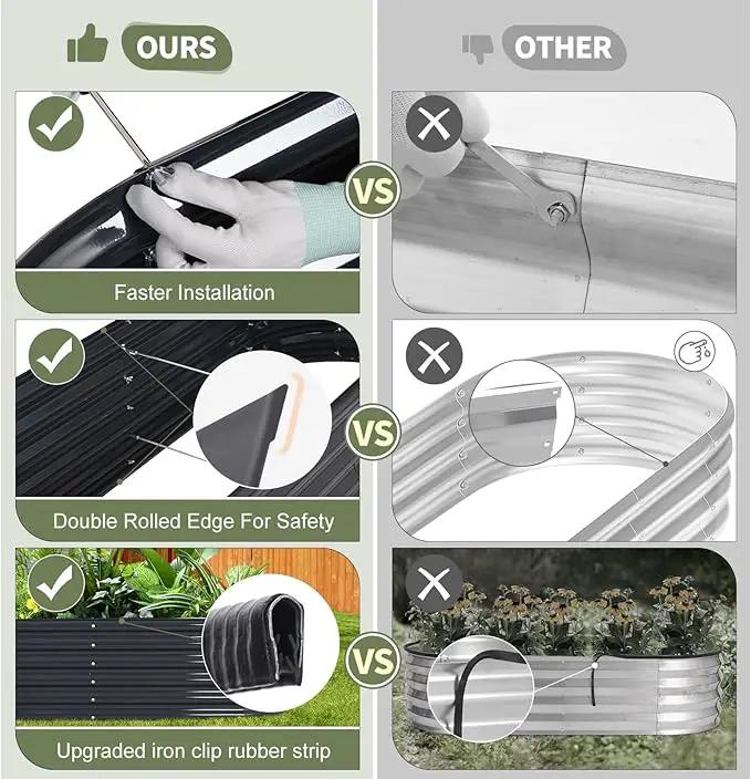 Galvanized Raised Garden Bed Outdoor- Raised Beds for Gardening| Metal Planter Box, Steel Raised Garden Bed Kit with Safety Edging and Gloves for Vegetables, Flower, Herbs (8x2x1FT, Gray) by GreenHaven Gardens