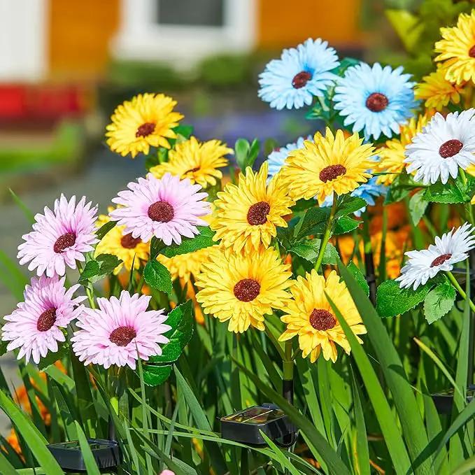 WdtPro 4 Pack Solar Lights Outdoor Garden Decor, Upgraded Outdoor Solar Garden Lights with 16 Glowing Daisy Flowers & Stems, Waterproof Auto ON/Off Solar Flowers Lights for Outside Garden Yard Patio by GreenHaven Gardens