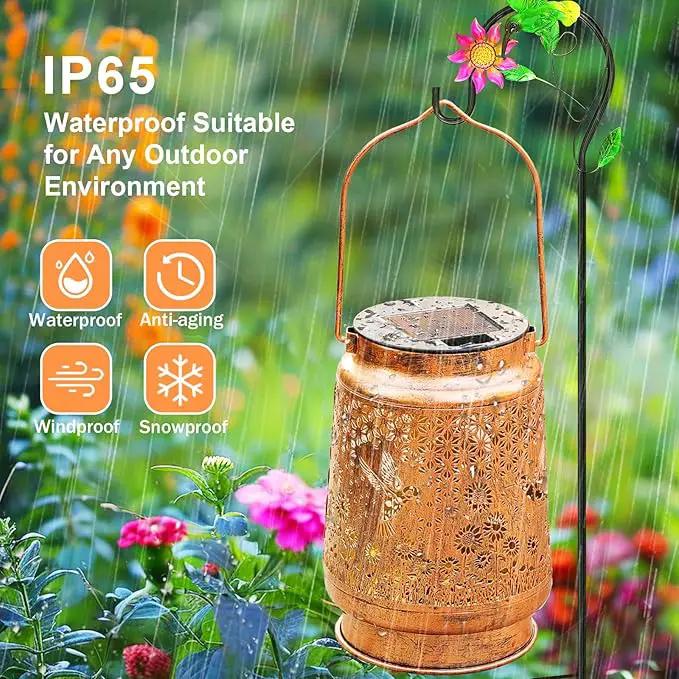 2 Pack Solar Lanterns Outdoor Garden Decor with Shepherd Hook, Gardening Gifts for Mom Grandma Women Hummingbird Sunflower Metal Decor Waterproof Solar Lights LED Decorative for Garden Yard Patio by GreenHaven Gardens