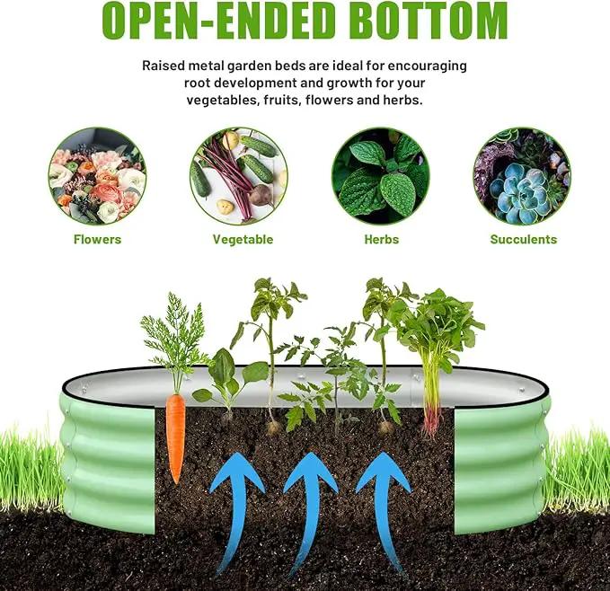 SnugNiture Galvanized Raised Garden Bed, 4x2x1ft Oval Metal Planter Box for Planting Outdoor Plants Vegetables by GreenHaven Gardens
