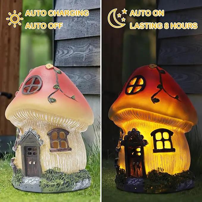 Attivolife Mushroom Fairy House Solar Light, Outdoor Home Garden Resin Statue Flickering LED Lamp, Lawn Porch Patio Yard Backyard Plant Decoration, Unique Gift for Women Mom Housewarming Birthday by GreenHaven Gardens